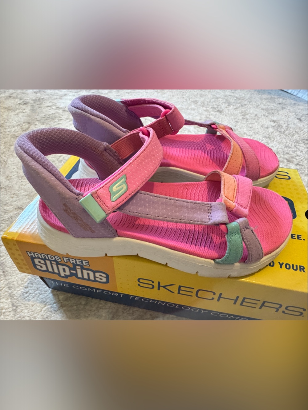 Skechers Hands free Slip-in Girls Pink, Purple & Mint Sport Sandals